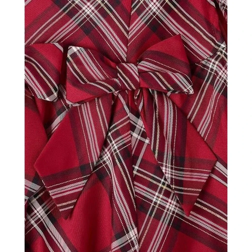 The Children's Place Girls Plaid Bubble Hem Dress Red Ochre Size 14 New